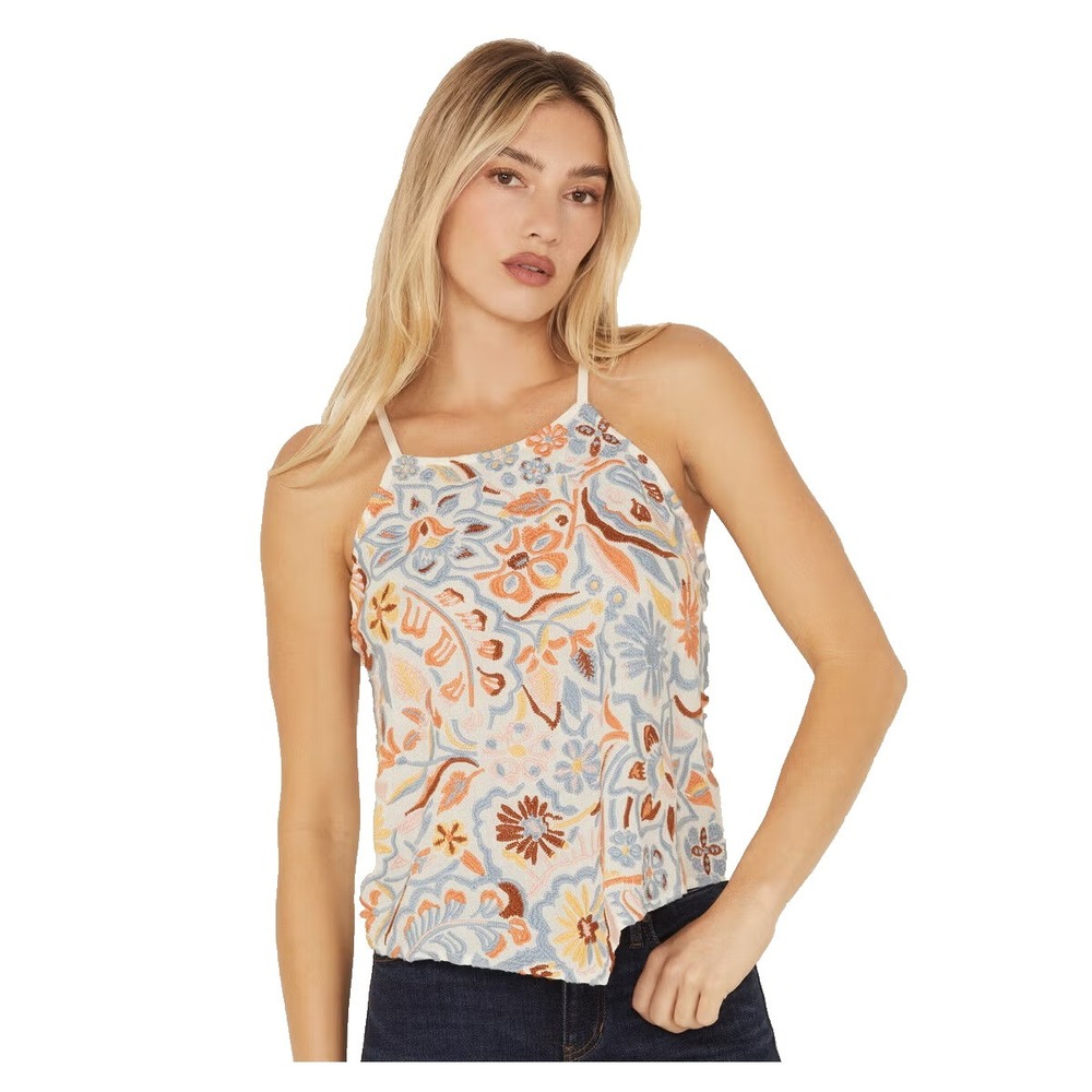 Idyllwind Womens Chateau Embroidered Sleeveless Tank Top Large Cowgirl Rodeo NEW